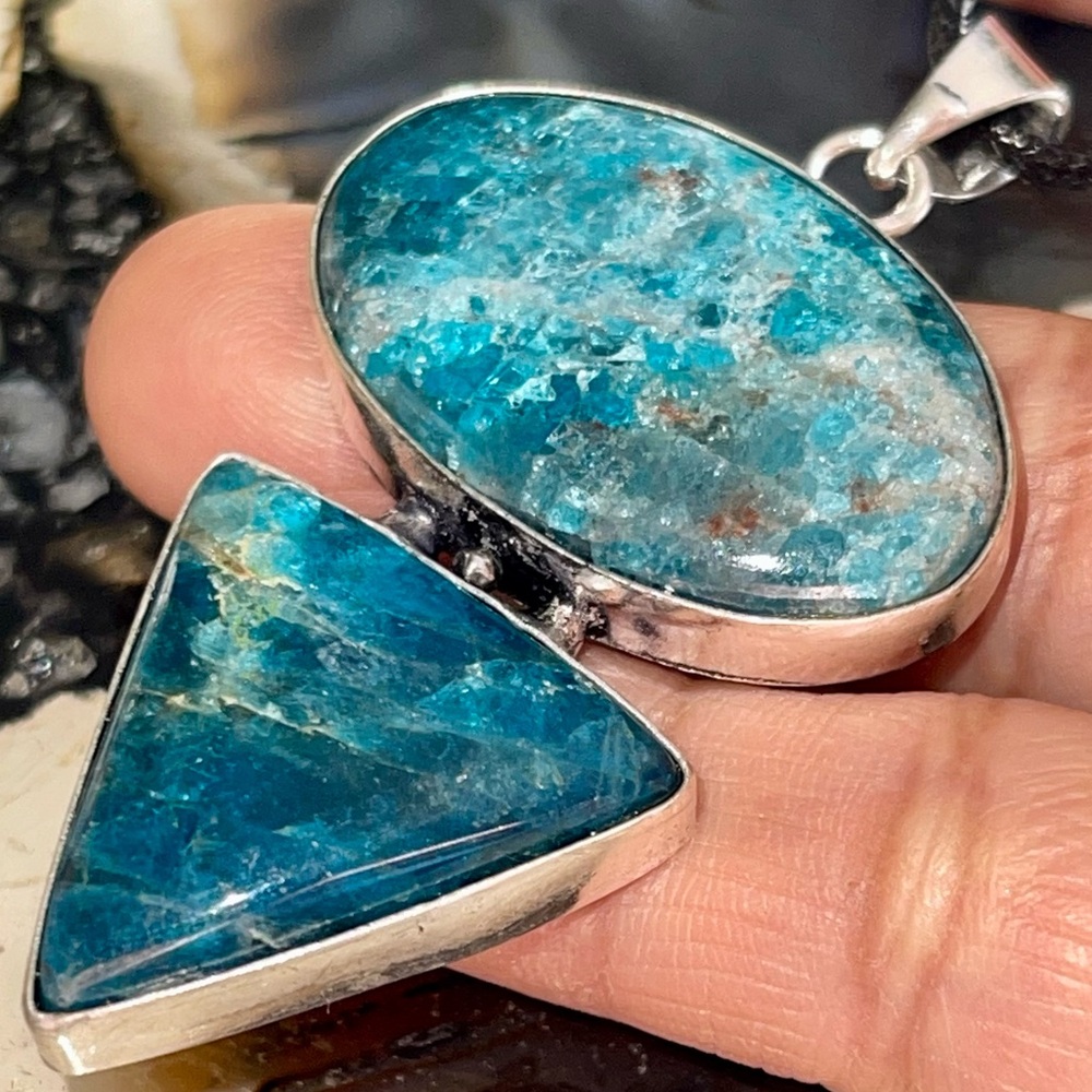 Blue Apatite Crystal Pendant 2 1/2”